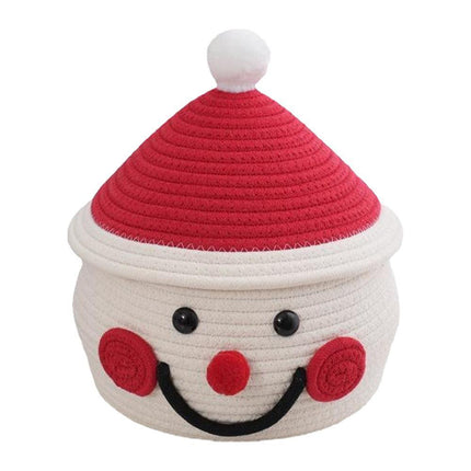 Cartoon Snowman Storage Basket Desktop Basket With Lids Organizing Basket Xmas Decor.