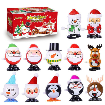 12 Pack Christmas Advent Calendar Toy Set Christmas Stocking Stuffers Wind Up Toys Jumping and Walking Toys Assortments Clockwork Goody Bag Filler.