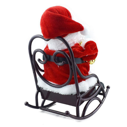 2024 Christmas Playing Saxophone Santa Claus in Chair with Music Electric Funny Santa Decoration Christmas Gifts.