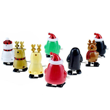 8pcs Christmas Wind Up Toys Penguin Christmas Tree Santa Claus Snowman Elk Clockwork Toys Figure Ornaments Party Supplies Favors.