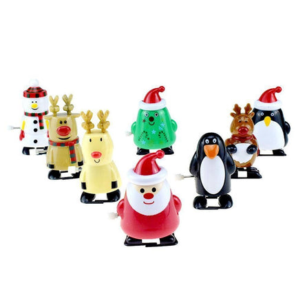 8pcs Christmas Wind Up Toys Penguin Christmas Tree Santa Claus Snowman Elk Clockwork Toys Figure Ornaments Party Supplies Favors.