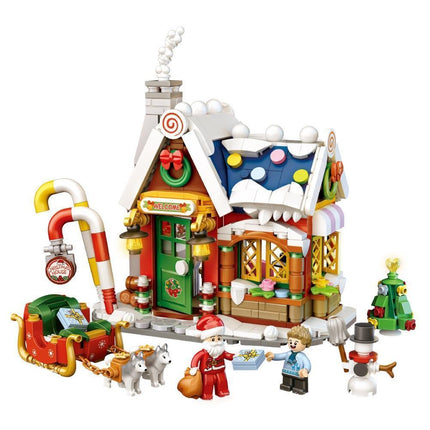 Christmas House Tree Santa Claus Snowman Mini Building Block Educational Toys Christmas Gift for Boy and Girls.