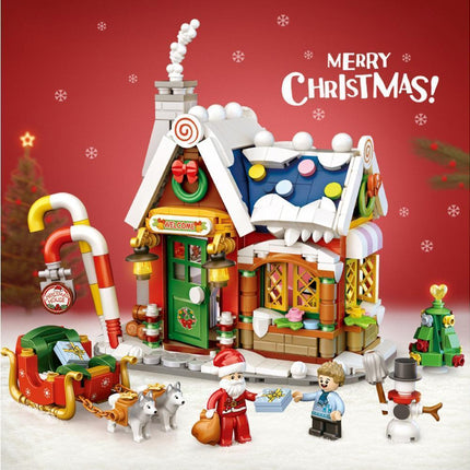 Christmas House Tree Santa Claus Snowman Mini Building Block Educational Toys Christmas Gift for Boy and Girls.
