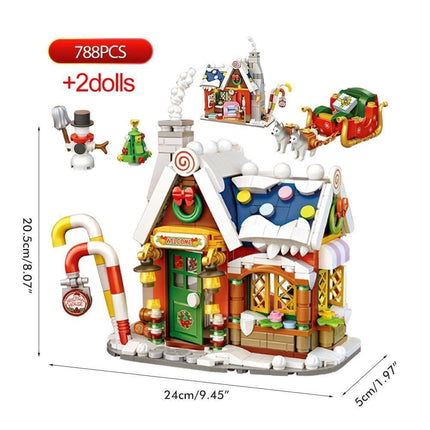Christmas House Tree Santa Claus Snowman Mini Building Block Educational Toys Christmas Gift for Boy and Girls.