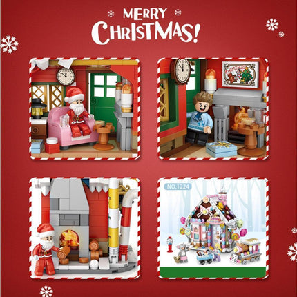 Christmas House Tree Santa Claus Snowman Mini Building Block Educational Toys Christmas Gift for Boy and Girls.
