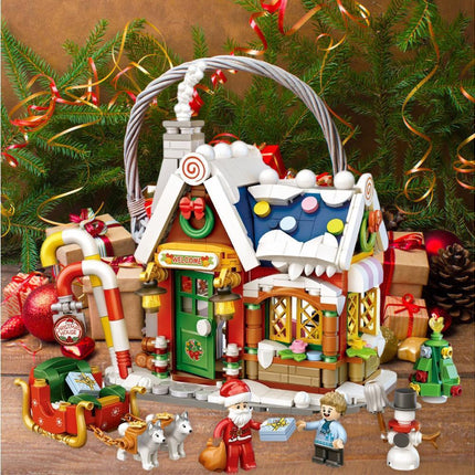 Christmas House Tree Santa Claus Snowman Mini Building Block Educational Toys Christmas Gift for Boy and Girls.