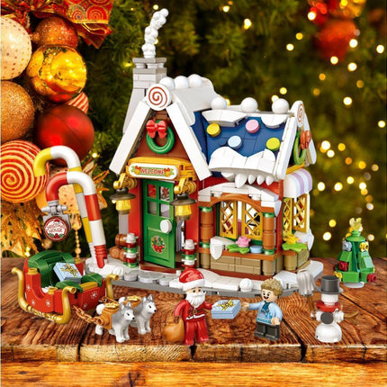 Christmas House Tree Santa Claus Snowman Mini Building Block Educational Toys Christmas Gift for Boy and Girls.