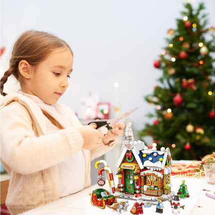 Christmas House Tree Santa Claus Snowman Mini Building Block Educational Toys Christmas Gift for Boy and Girls.