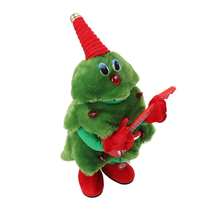 Electric Christmas Tree Plush Toy 8 Songs Continuous Play Glowing Swinging Singing Dancing Cute Electric Plush Toy for Boy and Girls Guitar Christmas Tree.