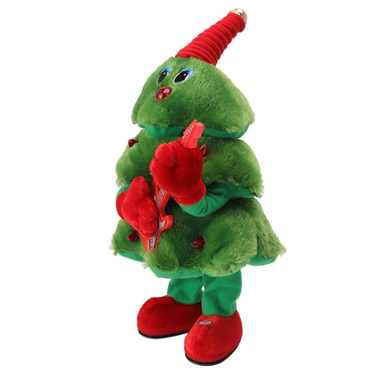 Electric Christmas Tree Plush Toy 8 Songs Continuous Play Glowing Swinging Singing Dancing Cute Electric Plush Toy for Boy and Girls Guitar Christmas Tree.