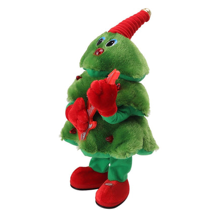 Electric Christmas Tree Plush Toy 8 Songs Continuous Play Glowing Swinging Singing Dancing Cute Electric Plush Toy for Boy and Girls Guitar Christmas Tree.
