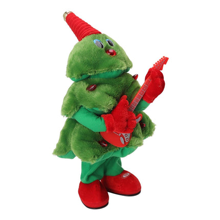Electric Christmas Tree Plush Toy 8 Songs Continuous Play Glowing Swinging Singing Dancing Cute Electric Plush Toy for Boy and Girls Guitar Christmas Tree.