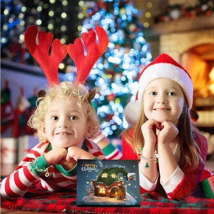24Pcs Xmas Advent Calendar Christmas Countdown Calendar DIY Charm Bracelet Making Kit Gift.