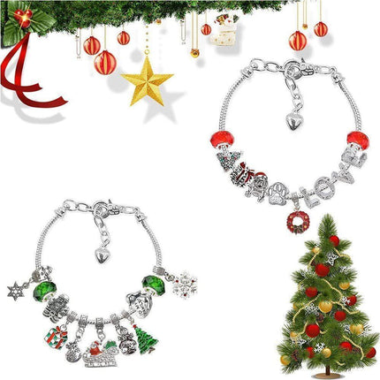 24Pcs Xmas Advent Calendar Christmas Countdown Calendar DIY Charm Bracelet Making Kit Gift.