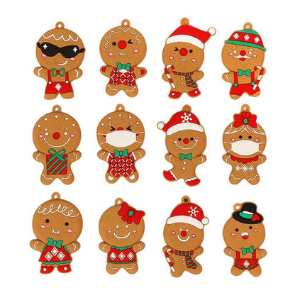 12Pcs Gingerbread Man Christmas Tree Hanging Pendants Cute Christmas Party Ornaments.