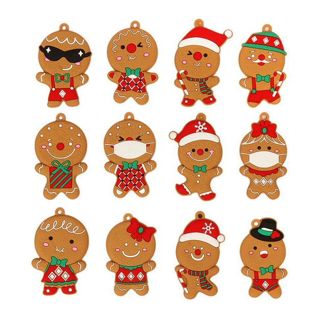 12Pcs Gingerbread Man Christmas Tree Hanging Pendants Cute Christmas Party Ornaments.