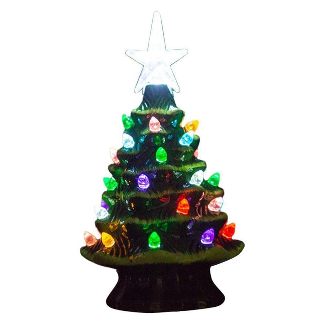 18.8cm Lighted Ceramic Christmas Tree Christmas Tabletop Decorations Christmas Lights.