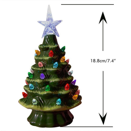 18.8cm Lighted Ceramic Christmas Tree Christmas Tabletop Decorations Christmas Lights.