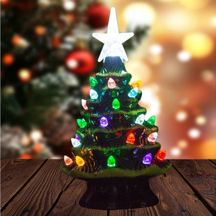 18.8cm Lighted Ceramic Christmas Tree Christmas Tabletop Decorations Christmas Lights.