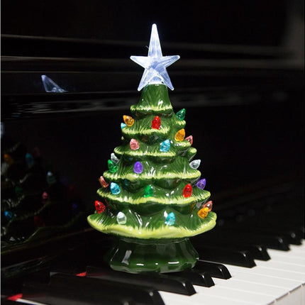 18.8cm Lighted Ceramic Christmas Tree Christmas Tabletop Decorations Christmas Lights.