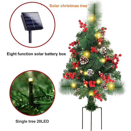 Solar Christmas Tree Garden Stake Lights Outdoor Christmas Tree Lighted Yard Decorations.