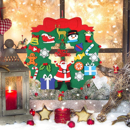 DIY Felt Christmas Wreath Wall Hanging Decor - Without light.