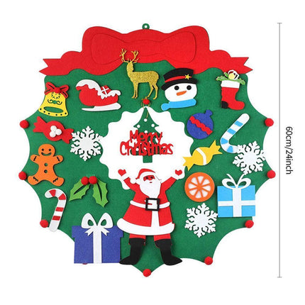 DIY Felt Christmas Wreath Wall Hanging Decor - Without light.