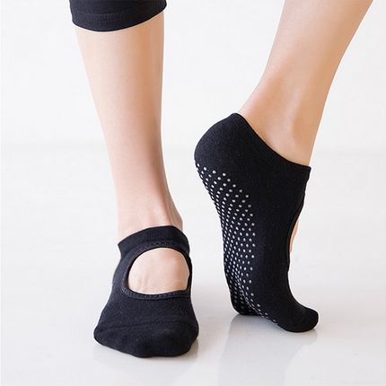 3 Pack Non Slip Grip Yoga Socks for Pilates, Barre, Home-Black.