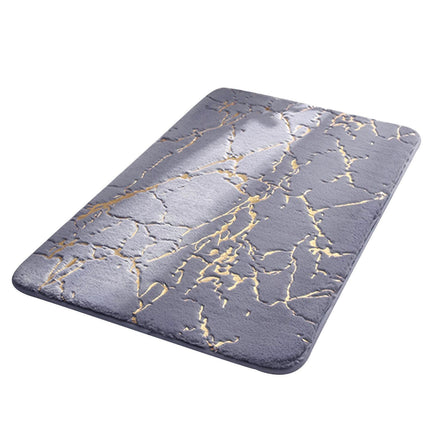 Floor Mat Anti-slip Water Absorbent Polyester Rectangular Door Carpet Cushion for Daily Use-Grey 50*80cm.