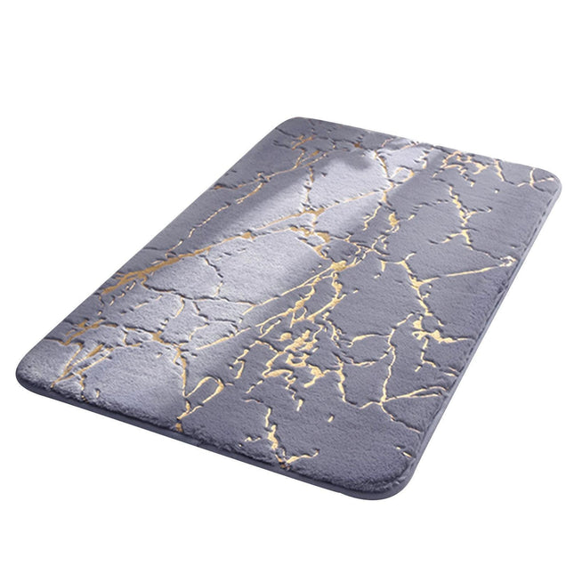 Floor Mat Anti-slip Water Absorbent Polyester Rectangular Door Carpet Cushion for Daily Use-Grey 50*80cm.