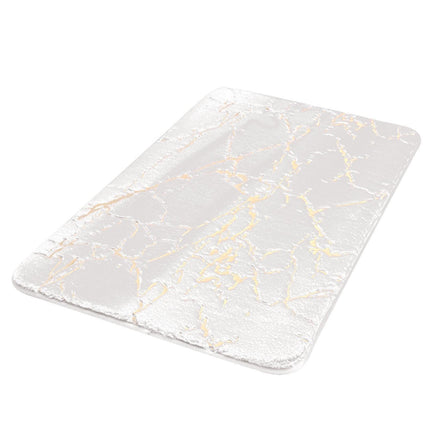 Floor Mat Anti-slip Water Absorbent Polyester Rectangular Door Carpet Cushion for Daily Use-Milky White 50*80cm.