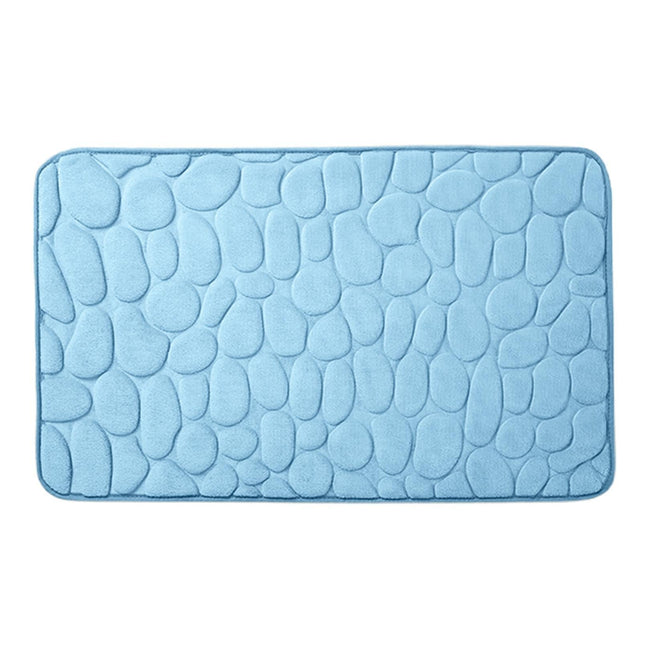 Floor Rugs Easy Clean Water Absorbent Solid Color Anti-slip Entrance Door Bath Mat for Home-Light Blue 50*80cm.