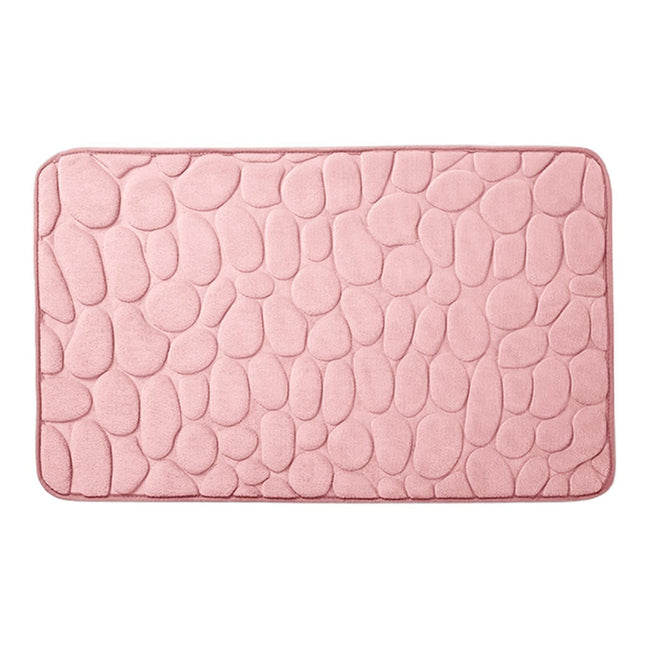 Floor Rugs Easy Clean Water Absorbent Solid Color Anti-slip Entrance Door Bath Mat for Home-Pink 50*80cm.