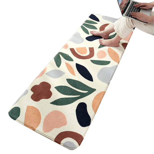 Floral Print Anti Slip Carpet Floor Mat Rug Cushion Bedroom Living Room Decor-60*160cm.