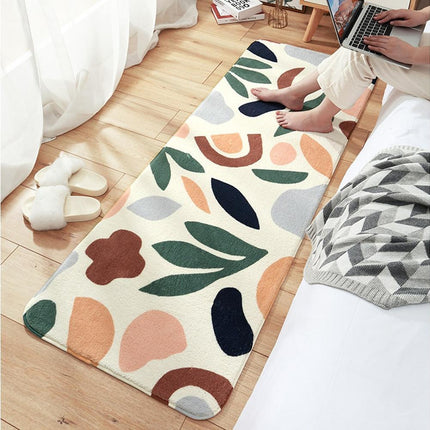 Floral Print Anti Slip Carpet Floor Mat Rug Cushion Bedroom Living Room Decor-60*160cm.