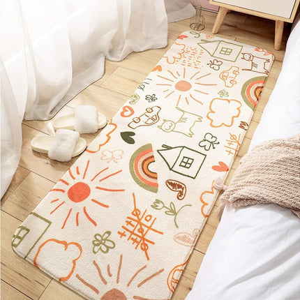 Floral Print Anti Slip Carpet Floor Mat Rug Cushion Bedroom Living Room Decor-60*160cm.