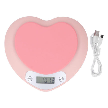 1g Accuracy Digital Kitchen Scale 5kg Household Small Heart Shape Rechargeable Food Scale for Cooking Baking.