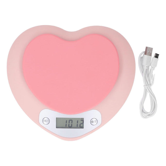 1g Accuracy Digital Kitchen Scale 5kg Household Small Heart Shape Rechargeable Food Scale for Cooking Baking.