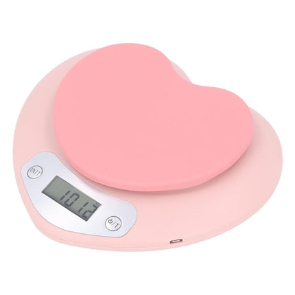 1g Accuracy Digital Kitchen Scale 5kg Household Small Heart Shape Rechargeable Food Scale for Cooking Baking.