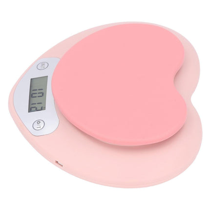 1g Accuracy Digital Kitchen Scale 5kg Household Small Heart Shape Rechargeable Food Scale for Cooking Baking.