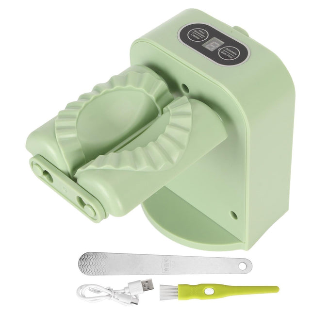 Electric Dumpling Maker Machine Automatic Easy Dumpling Machine with Spoon Brush Household Automatic Dumpling Wrapper Tool Green.