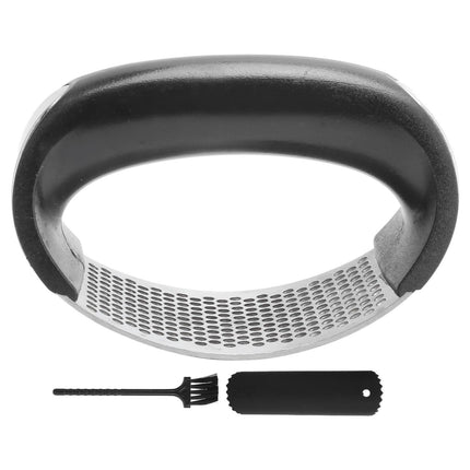 Stainless Steel Garlic Press Mincer Crusher with Cleaning Brush and Garlic Peeler Kitchen Tool.