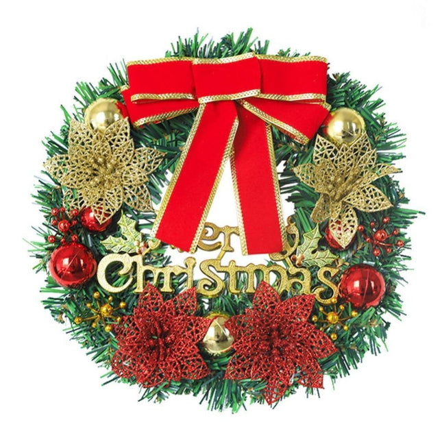 Artificial Christmas Wreath with Lights, Red Berry & Pine Cones, Battery Operated Christmas Wreaths for Front Door, Window, Christmas Decorations - 30CM.