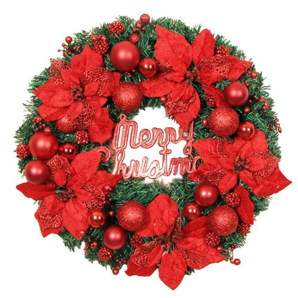 Christmas Ball Wreath Artificial Christmas Wreath Garland Decoration Home Party Decor Xmas Front Door Decorative Hanging - red - 30cm.