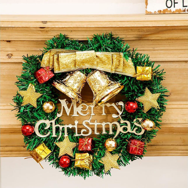 Christmas Wreath for Front Door, Pre-lit Xmas Wreath Decorated with Ball Ornaments, Pine Cones, Berries, for Wall Windows Home Outdoor Decor.