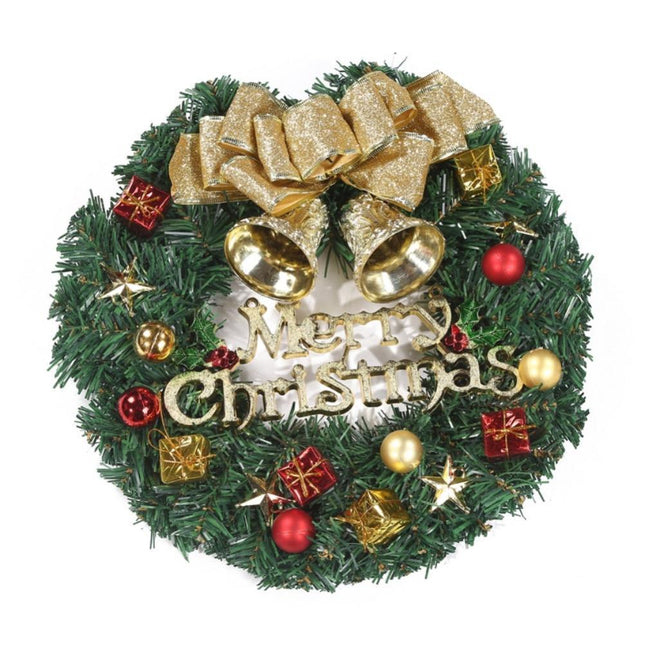 Christmas Wreath with Pinecones Red Berries, Red Bowknot Lighted Christmas Wreath for Winter Holidays Home Decoration - 30CM.