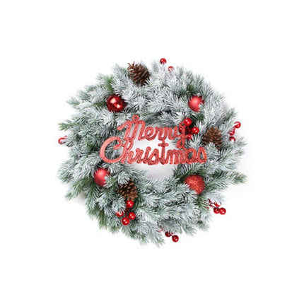 Christmas Wreaths for Front Door Xmas Art Decorations Thanksgiving Day Indoor Outdoor Home Decorative Wreath Red Flowers Pine Cones Fruits - 35CM.