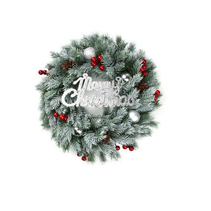 Christmas Wreaths for Front Door Xmas Art Decorations Thanksgiving Day Indoor Outdoor Home Decorative Wreath Red Flowers Pine Cones Fruits - 35CM.