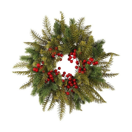 Christmas Wreaths for Front Door Xmas Art Decorations Thanksgiving Day Indoor Outdoor Home Decorative Wreath Three Red Flowers Pine Cones - 40 * 40 * 5cm.