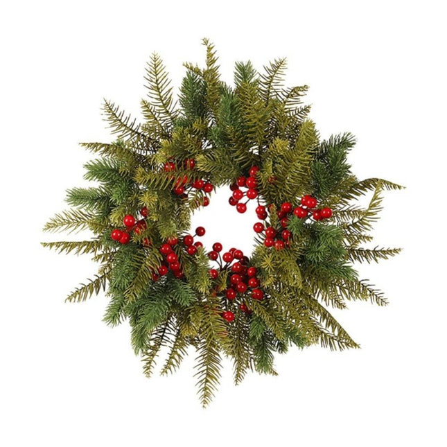 Christmas Wreaths for Front Door Xmas Art Decorations Thanksgiving Day Indoor Outdoor Home Decorative Wreath Three Red Flowers Pine Cones - 40 * 40 * 5cm.